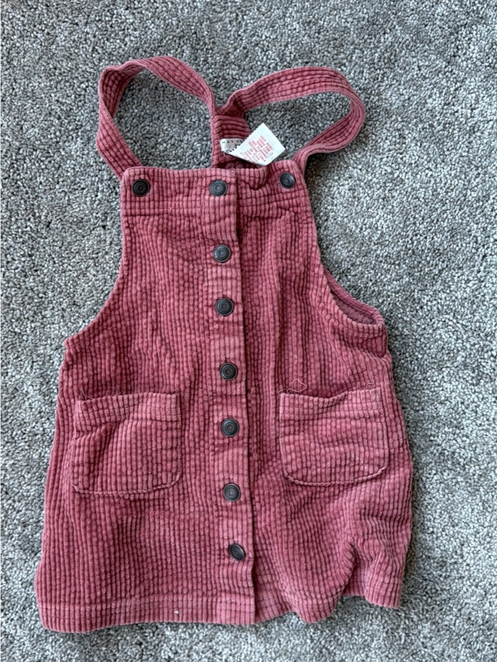 Max Studio Dusty Rose Corduroy Button-Front Overalls